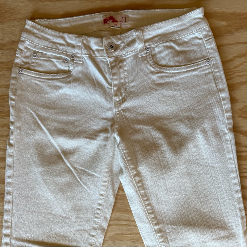 Forever 21 Cream Skinny Jeans